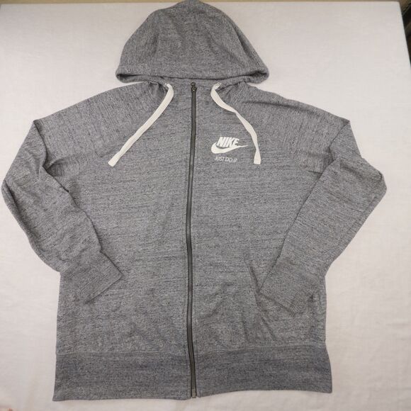 Nike Womens XL Gray Swoosh Athletic Zip Sweatshirt Hoodie Soft Light Wt. - Picture 1 of 7